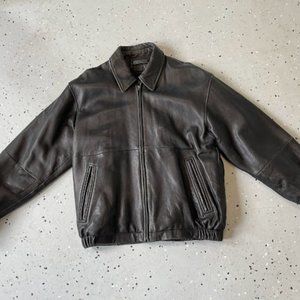 Claiborne Lambskin Leather Zip-Front Jacket
